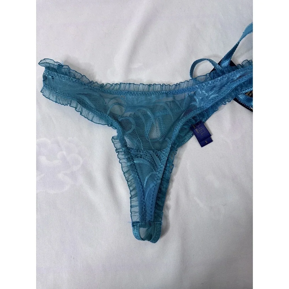 Rachel Roy Bra & Thong Set Bra 34B With Small Thong Teal Coquette‎ NWT